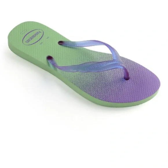 🎉HP🎉 Havaianas Hydro Purple Green Ombré Fantasia Up Flip-Flop US Size 7/… - Picture 4 of 11